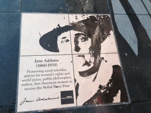 Jane Addams (1860 – 1935) Pioneering social reformer, activist for women’s rights and world peace, public philosopher, author, first American woman to win the Nobel Peace Prize.