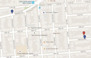 Castro locations where Kathryn Anderson and her family lived in the early 1900s.